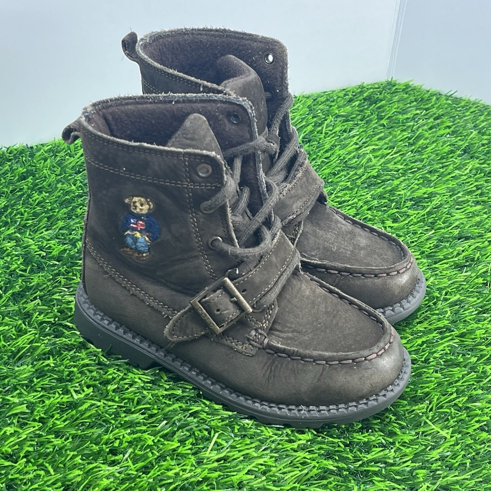 Polo Ralph Lauren Polo Bear Ranger Hi II Ankle Boots Boys Sz 10 Lace Up Leather